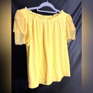 Yellow Ruffled Relaxed Blouse Sz XL